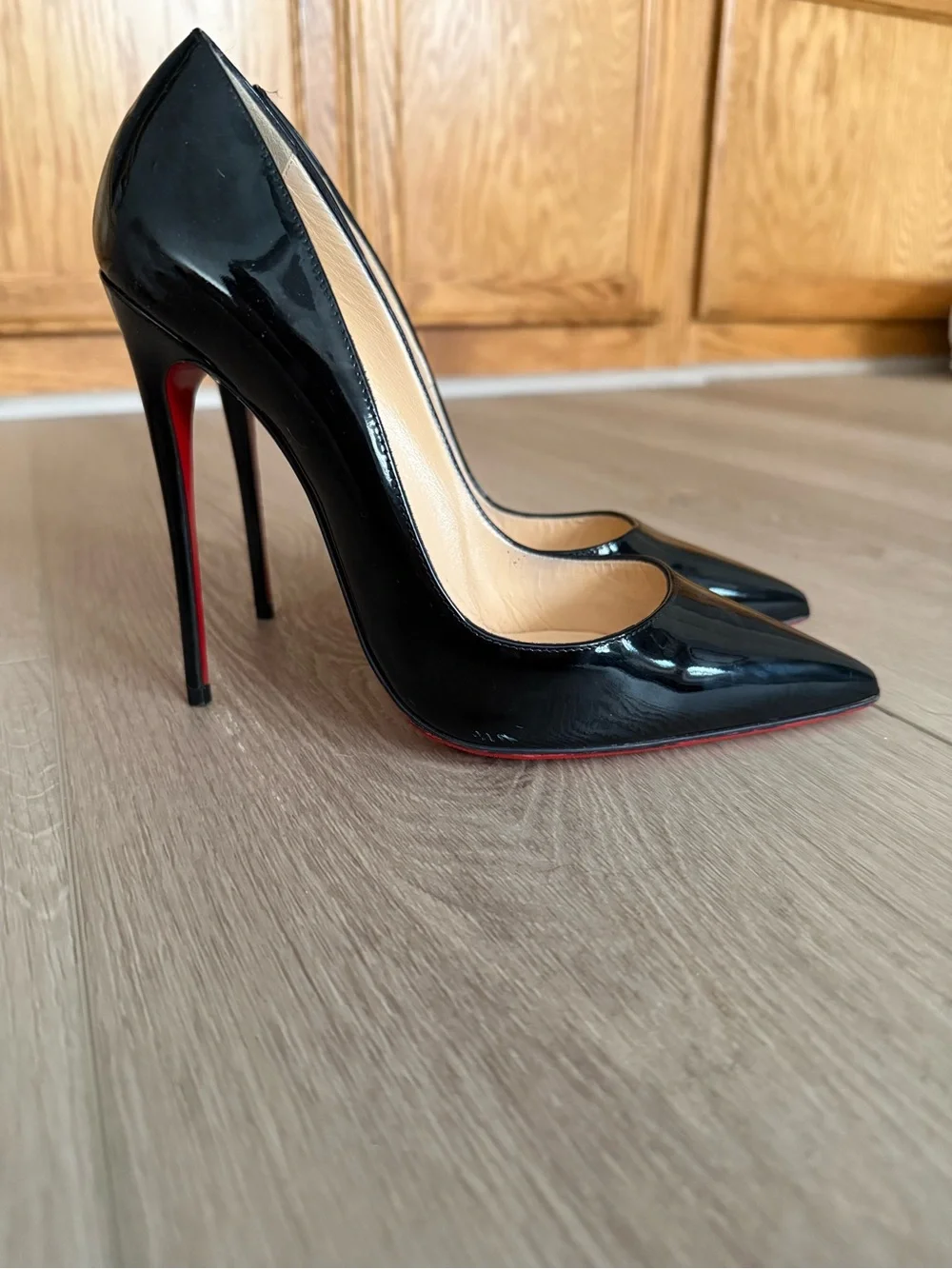 Christian Louboutin So Kate Black Patent Leather Pointed-Toe Pumps 120mm